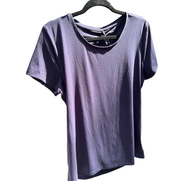 Athleta Women’s Navy Encore Short Sleeve Cinch Open Back T-Shirt Size Large Top - Picture 3 of 6